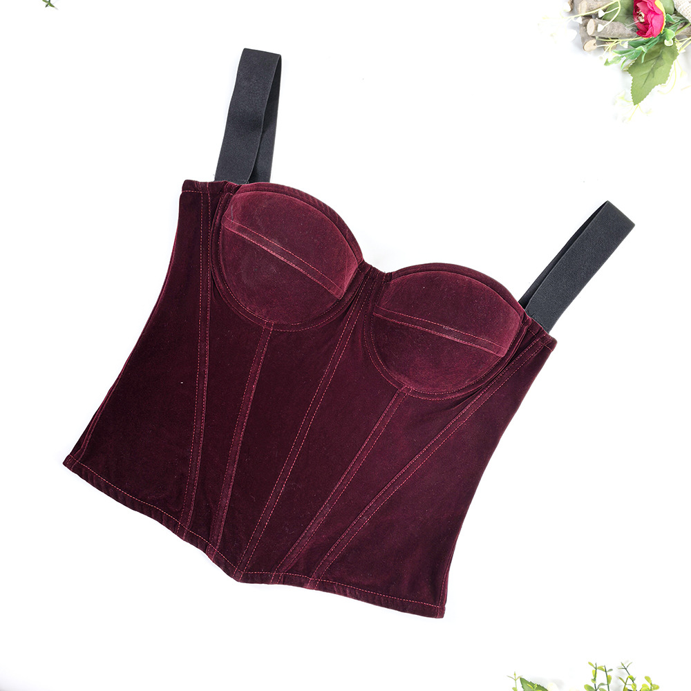 Womens Velvet Bustier Corset Top Body Shaper for Slimming Night Party Wear